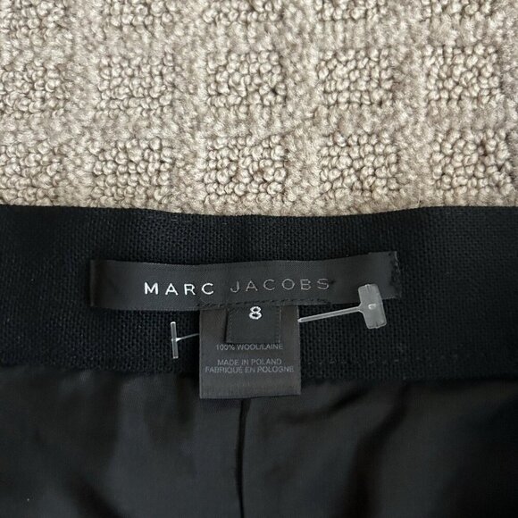 MARC JACOBS Black Capri Crop Pant Womens Size 8 Patent Leather Detail Wool - Picture 8 of 12